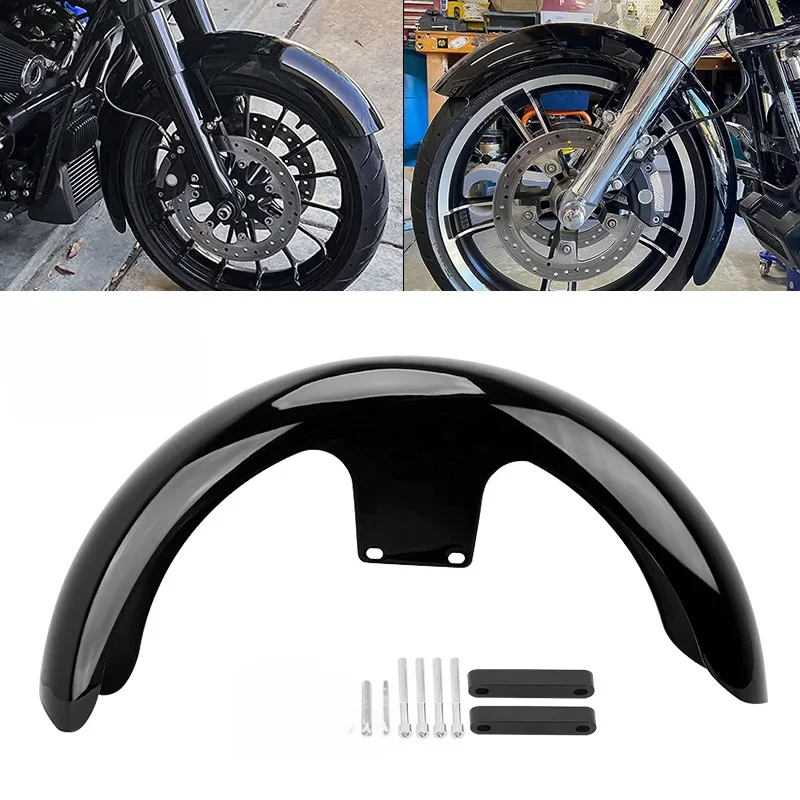 Akcesoria motocyklowe dla Harley Touring electro przemieszczanie się po ulicy Road King Ultra Custom Baggers czarne 19 "przedni błotnik na kółkach — zdjęcie 2