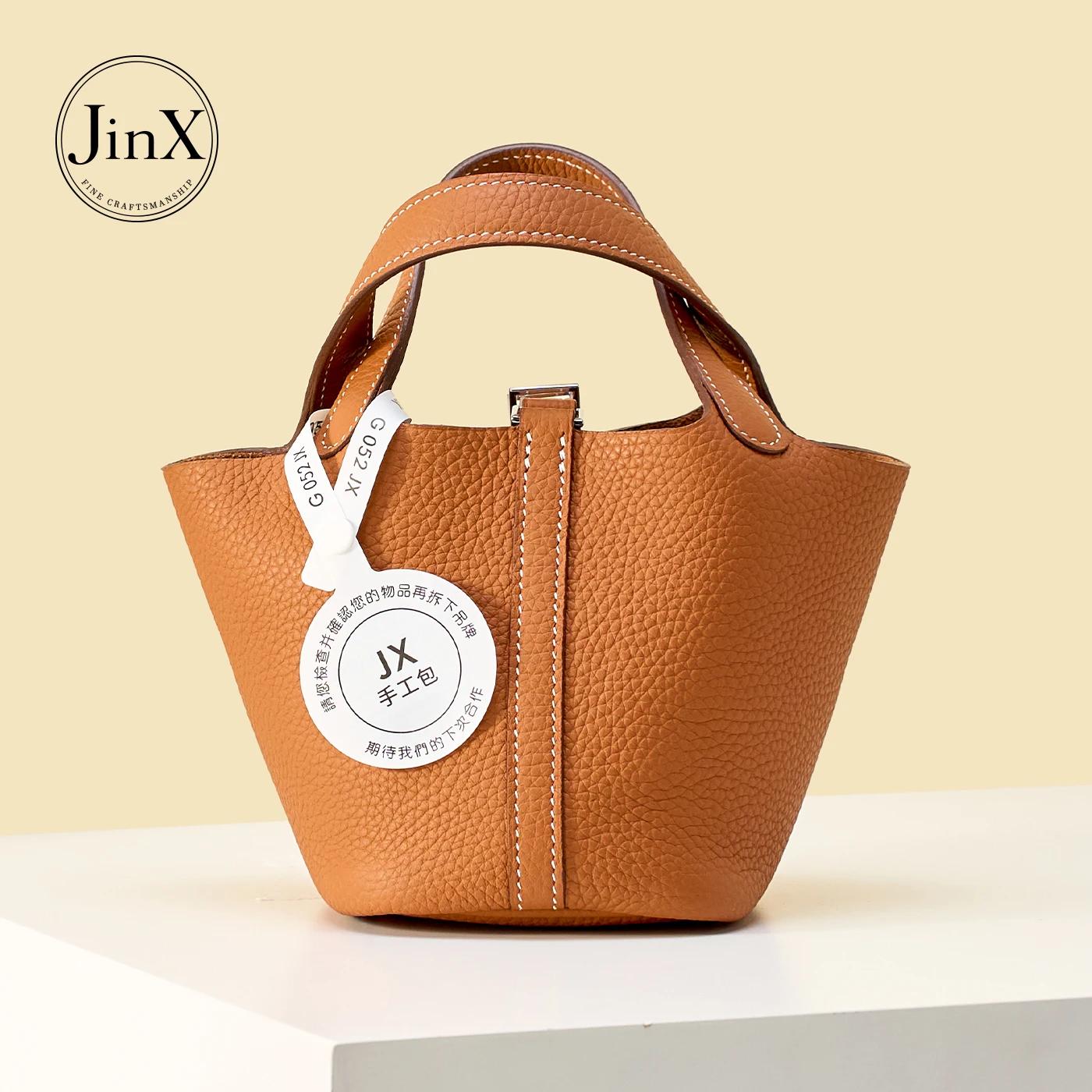 Women Mini Genuine Leather Bucket Bag Small Top Handle Handbag Structured Tote Purse Elegant Casual Shoulder Bag