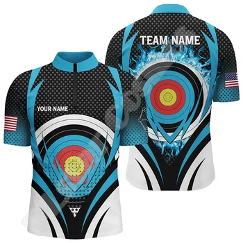 NewFashion Custom Name Archery Archer Shooter Tattoo Retro 3DPrint Harajuku Summer Streetwear Short Sleeves Zipper Polo Shirts X
