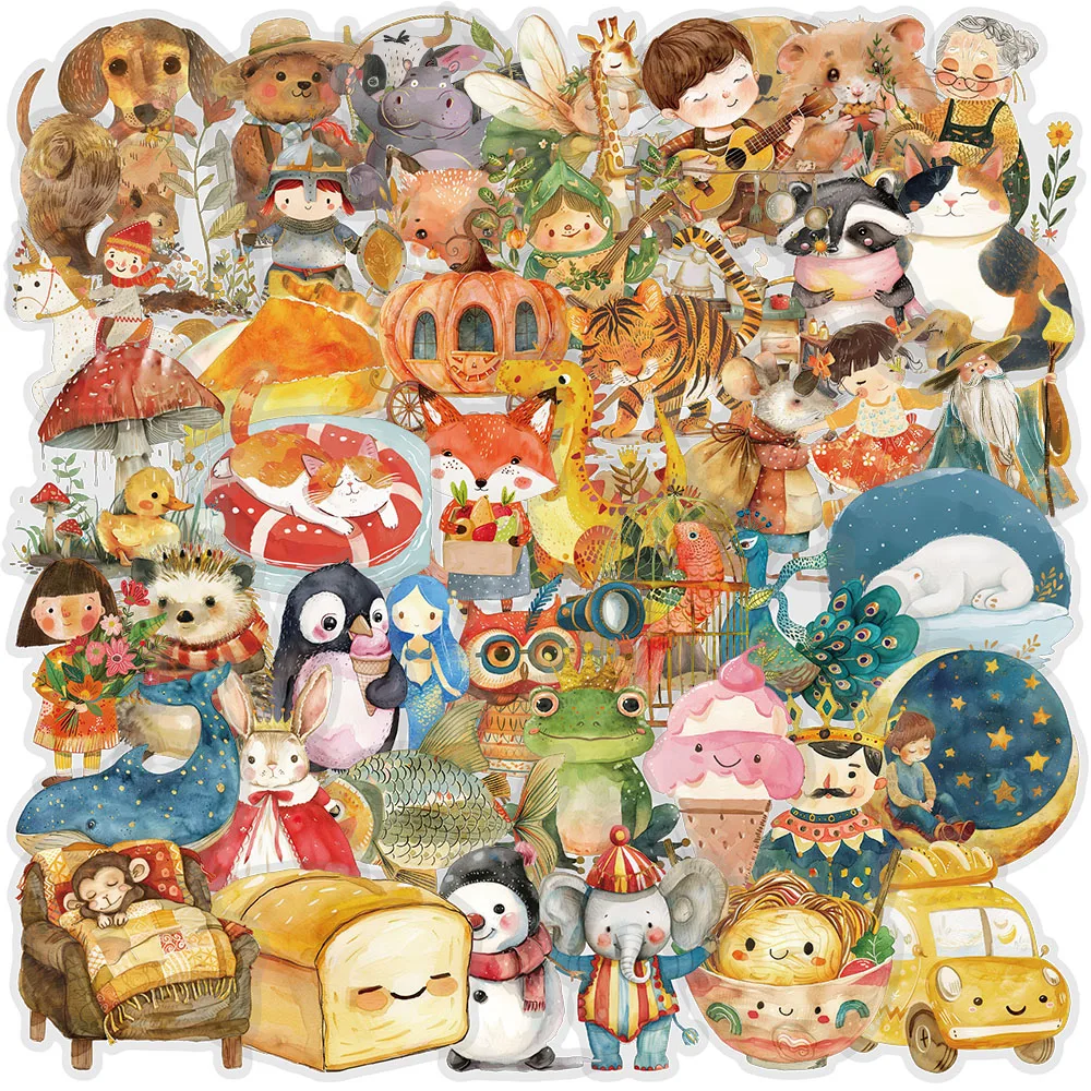 

50PCS Fairy Tale Watercolor Graffiti Stickers Decorative Guitar Phone Case DIY Luggage Laptop Waterproof Stickers
