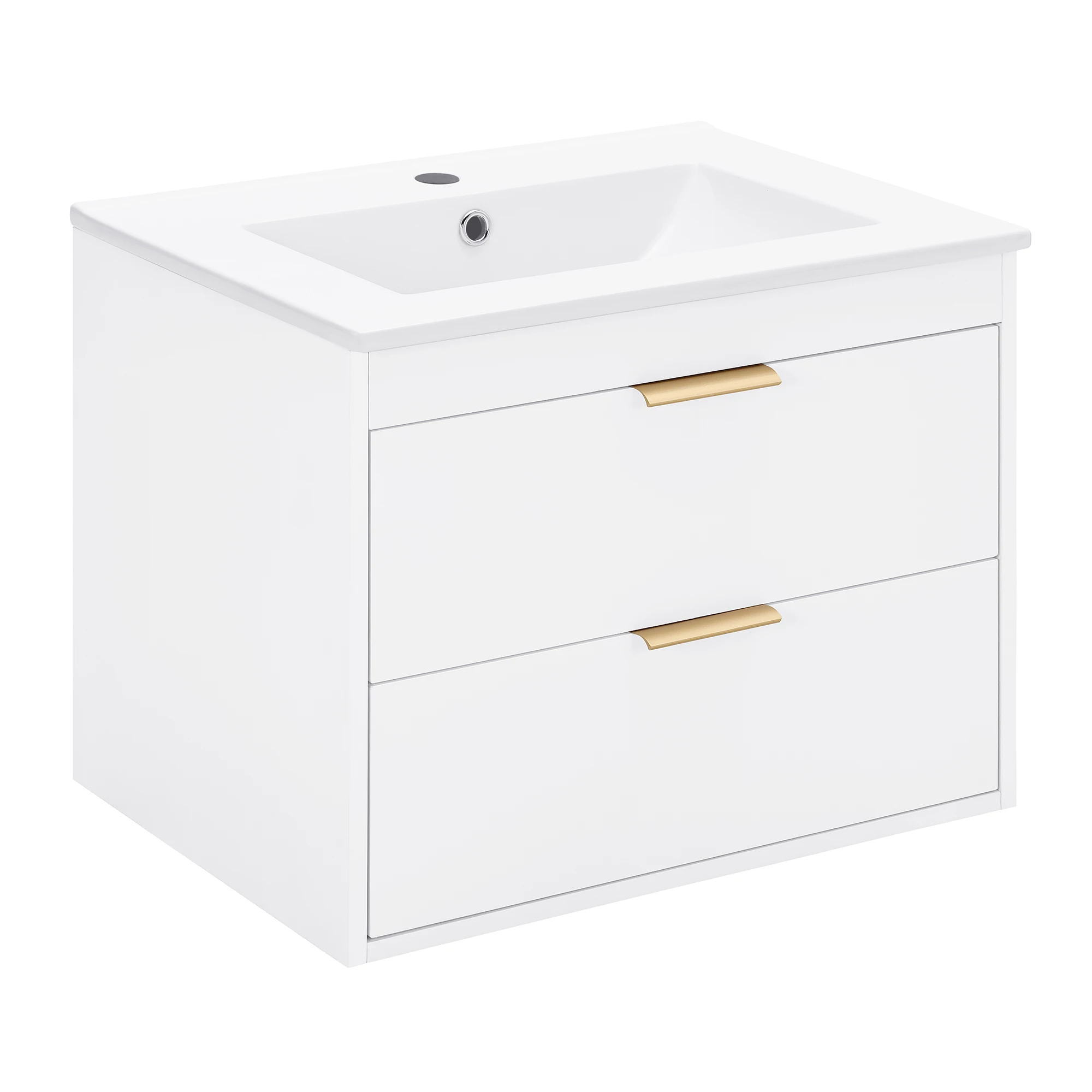 24" Floating Wall-Mounted Bathroom Vanity with White Ceramic Sink, Modern Design, and Drawer Storage for Space-Saving