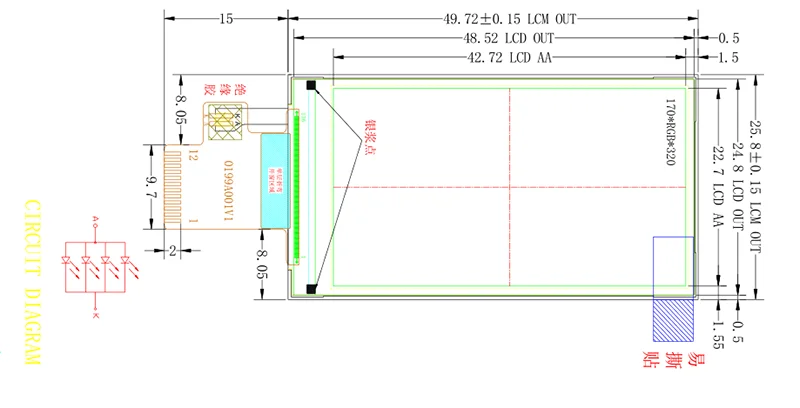 1.9 Inch Lcd Tft Spi 170*320 ST7789 SPI TFT Module 1.9 Inch Smart Display Screen