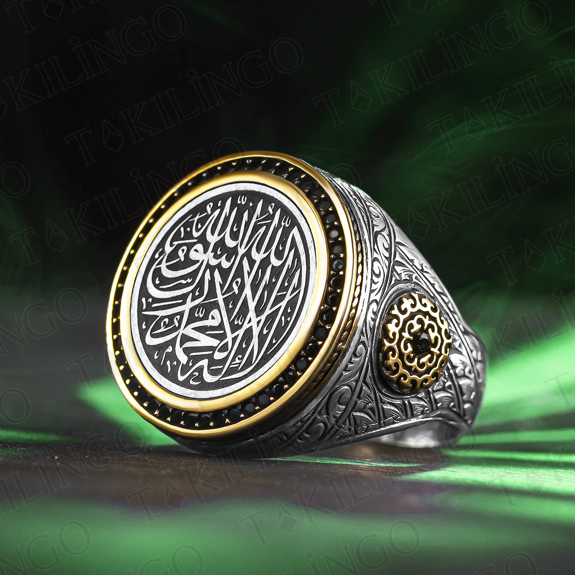 

Solid 925 Sterling Silver Arabic Calligrapy the Word Tawheed Islamic Men's Ring,Religious Ring, Muslim Jewelry Turkish Ring,