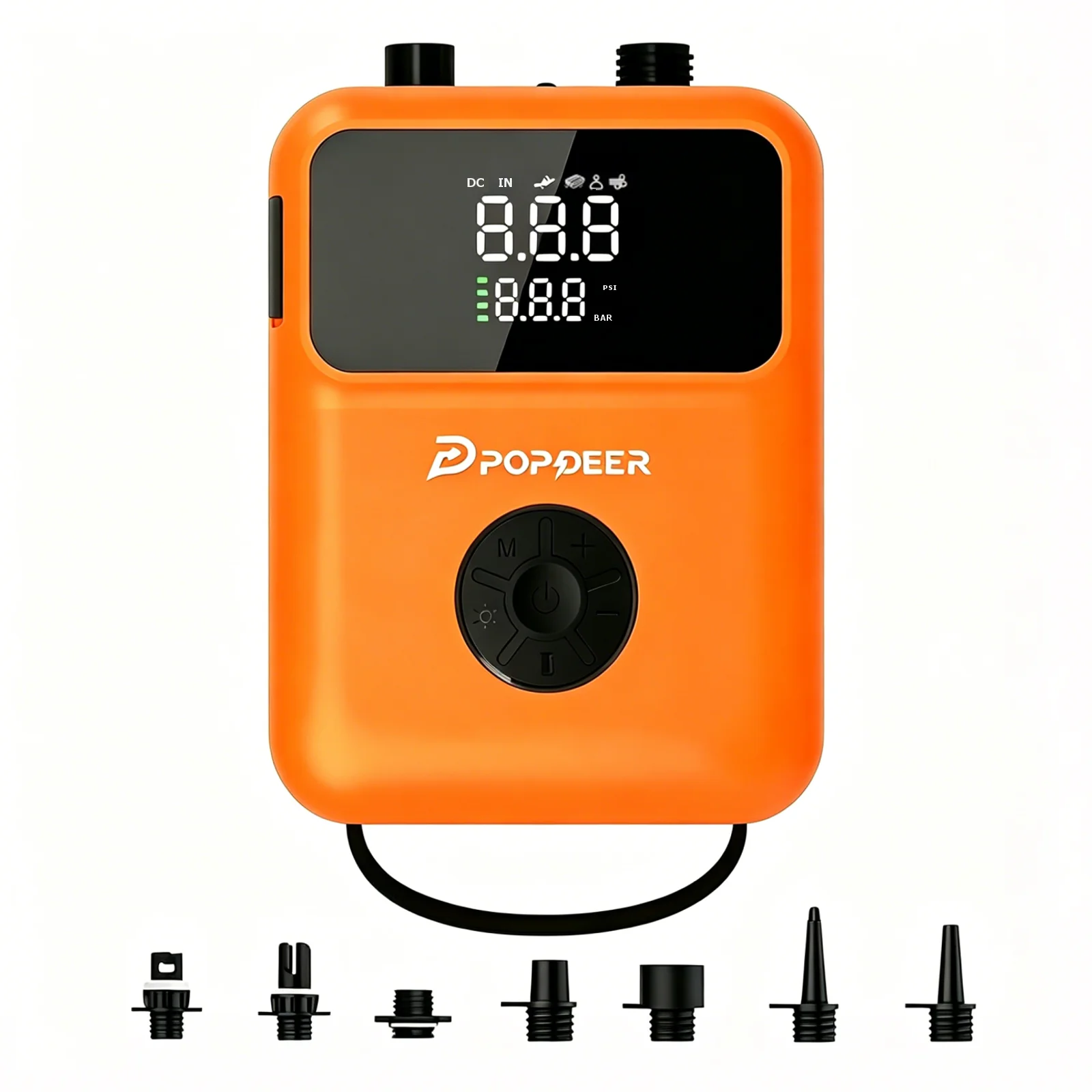 Pompa do desek SUP POPDEER PD-SP01, przenośna, elektryczna, akumulatorowa pompa powietrza do SUP o ciśnieniu 20 PSI, inteligentne dwustopniowe pompowanie i odpowietrzanie, do desek Stand Up Paddle
