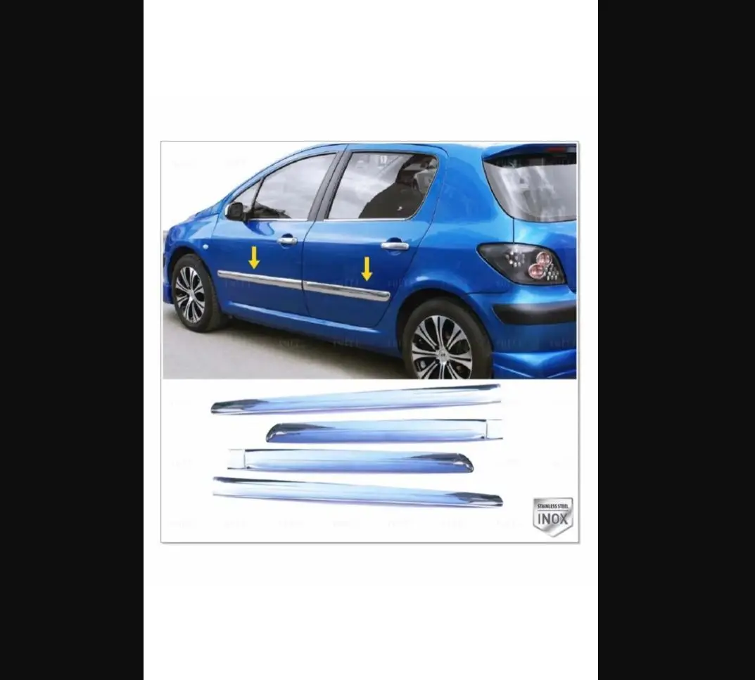 

For Peugeot 307 Chrome Side Door Streamer 4 Pcs. 2000 And Above Models Stainless Steel