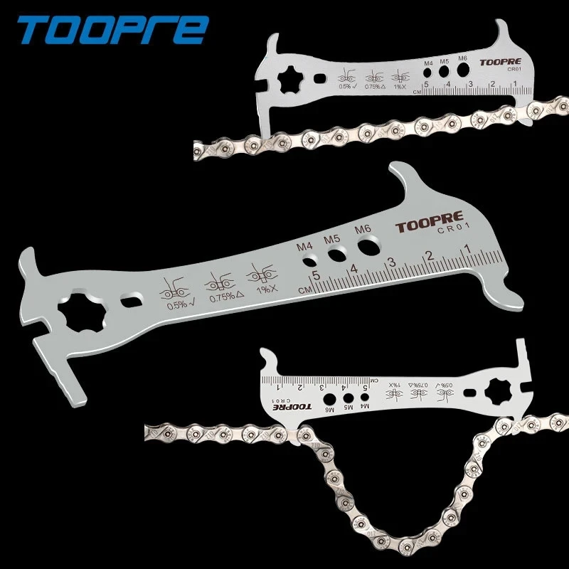 

TOOPRE 6-in-1 Bicycle Chains Gauge Stainless Steel Mountain Bike Chain Wear Indicator Ruler Cycling Repair Tools Mtb Accessories
