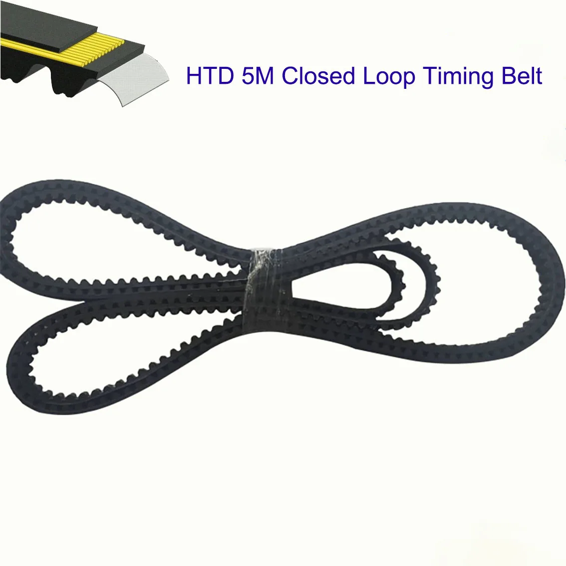 1Pcs Teeth 246-260 Width 10/15/20/25mm HTD 5M Black Rubber Closed Loop Timing Belt Perimeter 1230 to 1300mm For CNC /Step Motor