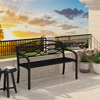Outdoor Garden Bench 127x83x59.5cm Weather Resistant 3-Seater Bench for Terrace Patio Park with Armrests Backrest