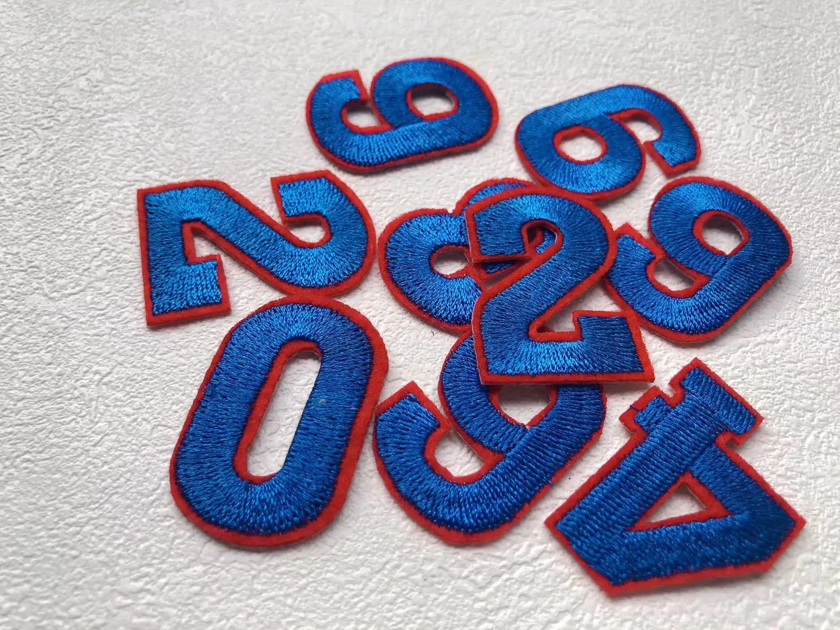 Blue Embroidered iron on Numbers Applique Patch,Iron On Numerals Patch for T-Shirt or Coat or jeans decoration Patches