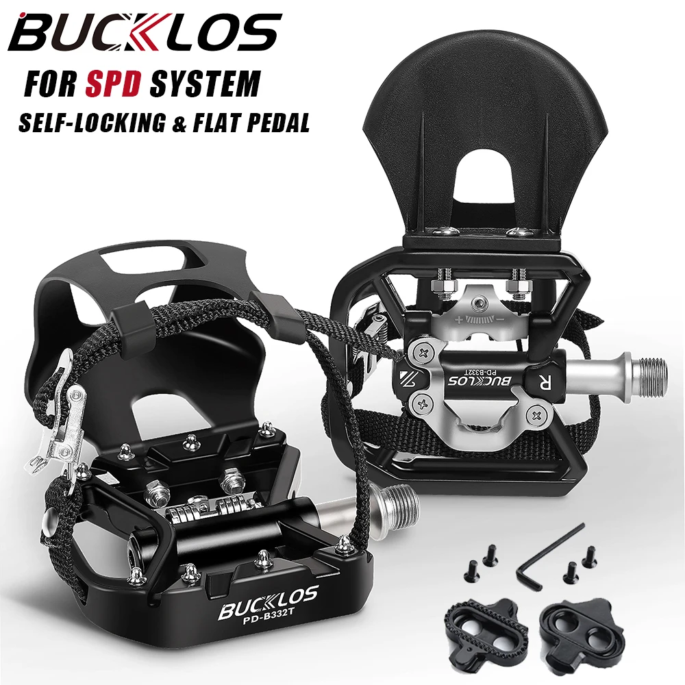 BUCKLOS MTB Pedal For SPD System Dual Function Bicycle Self-locking Platform Pedal Dynamic Bike Top Clip Pedals Spin Pedals