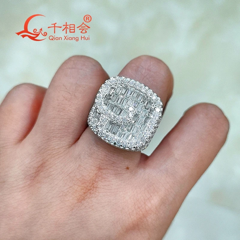 10k 14k 18k gold G Real full of Moissanite Ring Men and women Sterling Round Brilliant Diamond  Engagement Male Wedding Jewelry