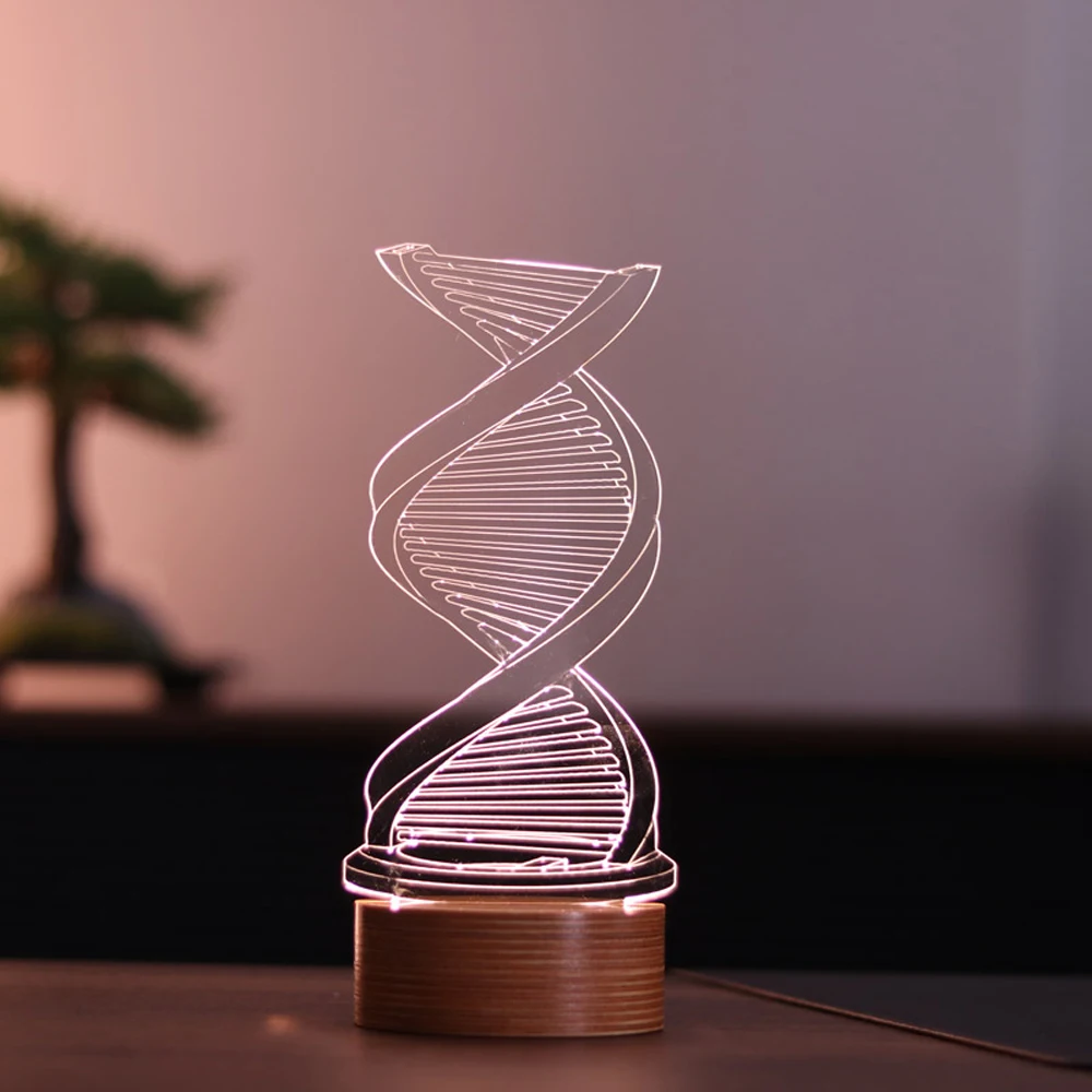 Genetic Brilliance: Decorative Gift LED Table Lamp with DNA Figurine - Illuminate Your Space in Style