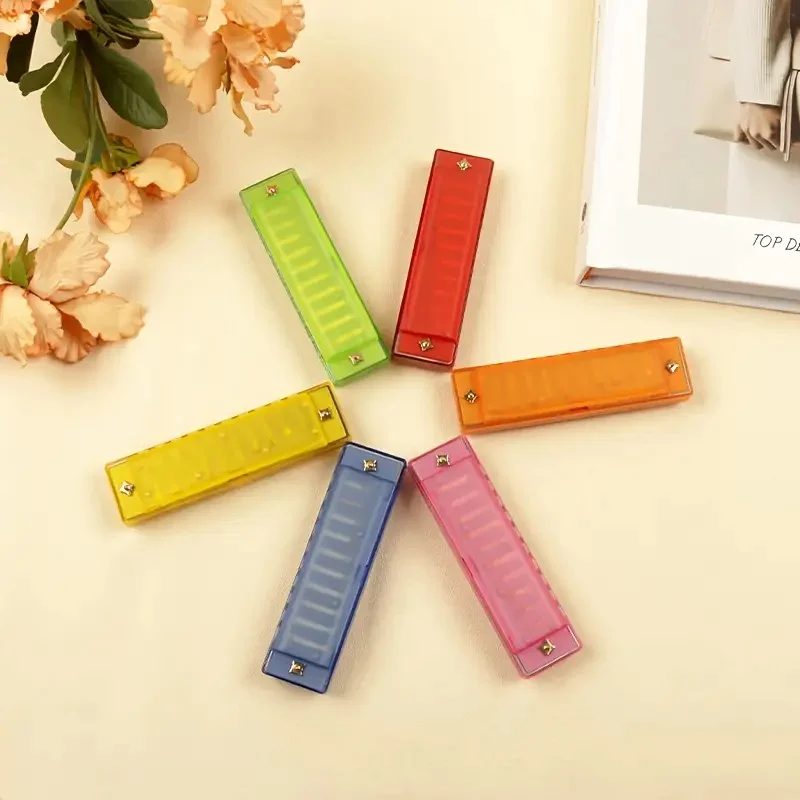 Mundharmonika-Taste von C, 10-Loch, diatonische, durchscheinende Mundharmonika C mit Etui für Anfänger, Studenten, Kinder, Geschenk mit Etui