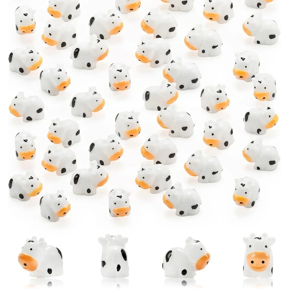 50 pièces Mini Figurines de vache résine vache Miniature animaux Figurines fée jardin Miniature mousse paysage bricolage artisanat