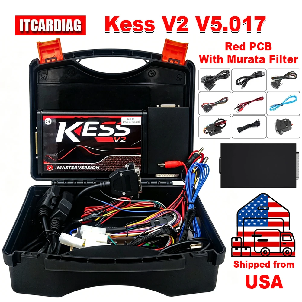 Kess V2 V5.017 Ksuit V2 SW V2.8 ECU Programmer Red PCB with Murata Filter Online Unlimited ECU Chip Tuning Tool Shipped from US