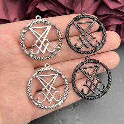 4pcs 35*37mm Lucifer Sigil Pendants, Ouroboros Pendant, Satan Charm, Satanic,Lucifer Devil Symbol,DIY Charms For Jewelry Making
