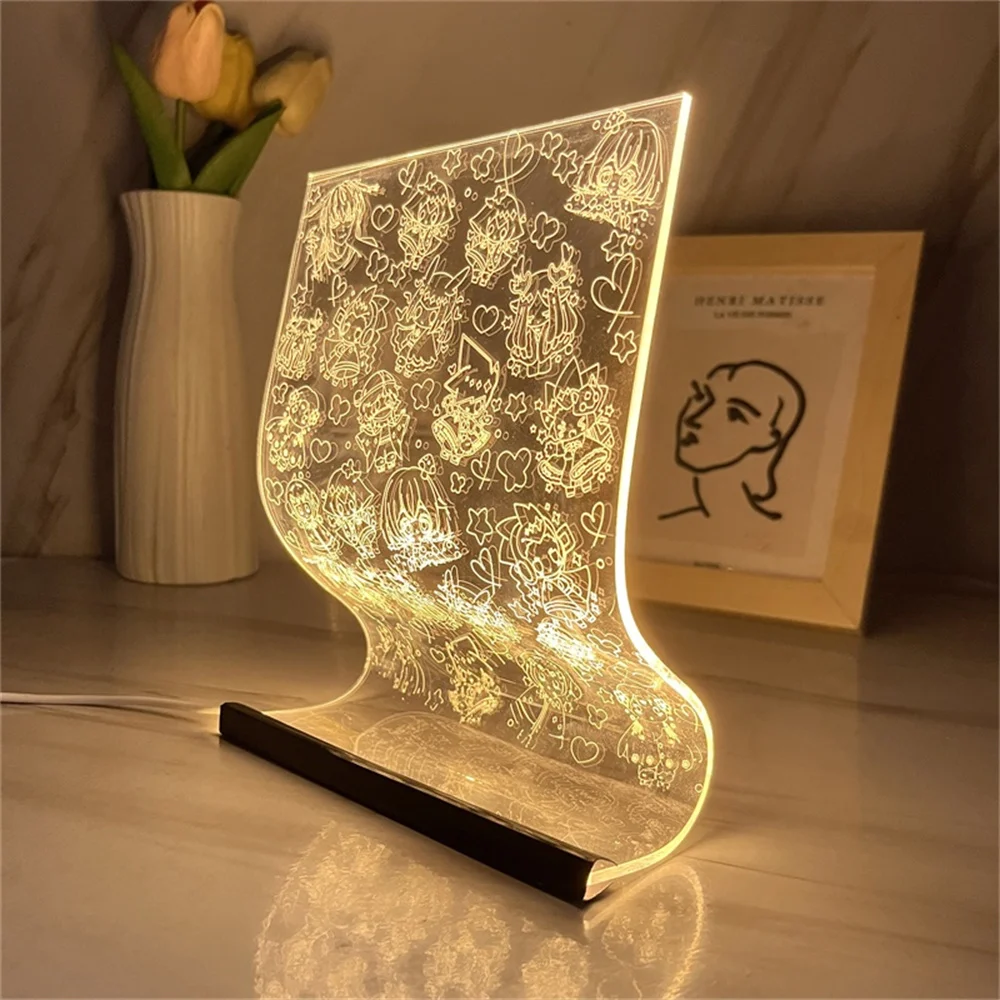 Led Scroll Lamp Kinderen Van Het Licht Acryl Nachtlampen Sfeer Sfeer Sfeer Licht Populaire Game Ip Art Decor Lamp 3/7 Kleuren Afstandsbediening