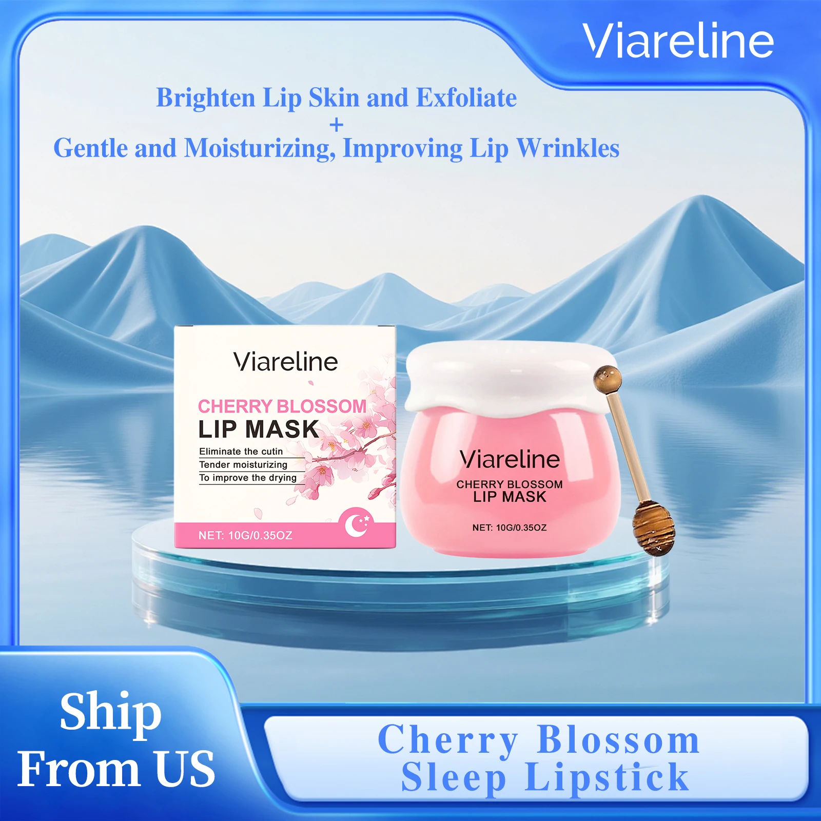 

Viareline 10g Cherry Blossom Lip Balm Sleeping Lip Care Brightening Smooth Lip Lines Lasting Moisturizing Plumping Lip Balm