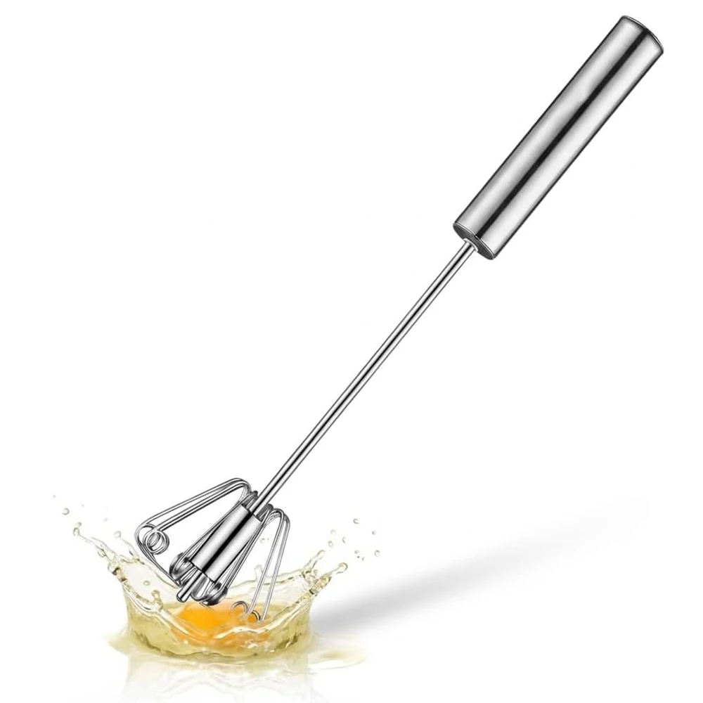 SUS316 Stainless Steel Hand Push Rotary Whisk Semi-Automatic Mixer for Eggs, Milk, Coffee, Cream, Kitchen Tool
