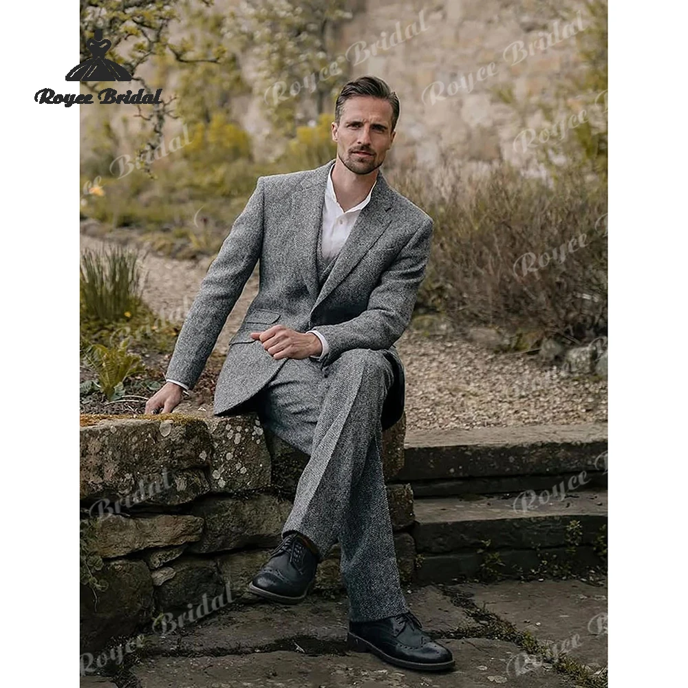Three Piece Single Breasted Men's Wedding Suit 2026 Notch Lapel Business Evening Suit Customized trajes para hombre