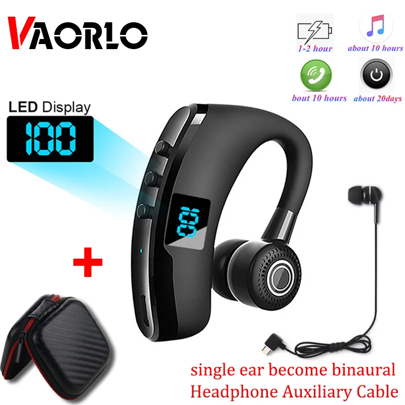 VAORLO V9 بلوتوث سماعة الرياضة سائق سيارة لاسلكية سماعة مع مايكروفون HD يدوي الدعوة ستيريو Muics الأعمال سماعات V8