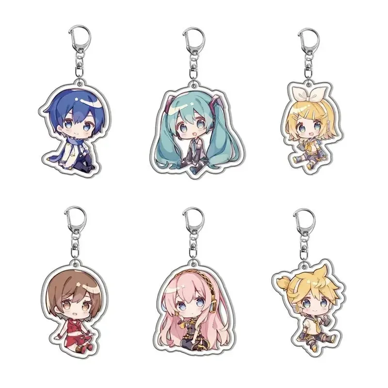 Jeu Hatsune Miku LAITO MEIKO Kagamine Rin Len Cosplay figurine de dessin animé acrylique porte-clés pendentif porte-clés anneau bijoux Fans cadeaux