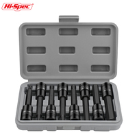 Hi-Spec 8 Piece Hexagon Torx Socket S2 1/2 Combo Extension Socket Set Extra Long Socket Wrench Adapter Torque Wrench