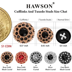 HAWSON Crystal Cufflinks and Tuxedo Studs for Men,Men's Tuxedo Shirt Accessories on Wedding Anniversary Formal Party