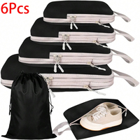 6 Pcs Set Suitcases Compression Packing Cubes Travel Luggage Organizer Bags Portable Storage Cases for Clothes Shoe Tidy Pouch