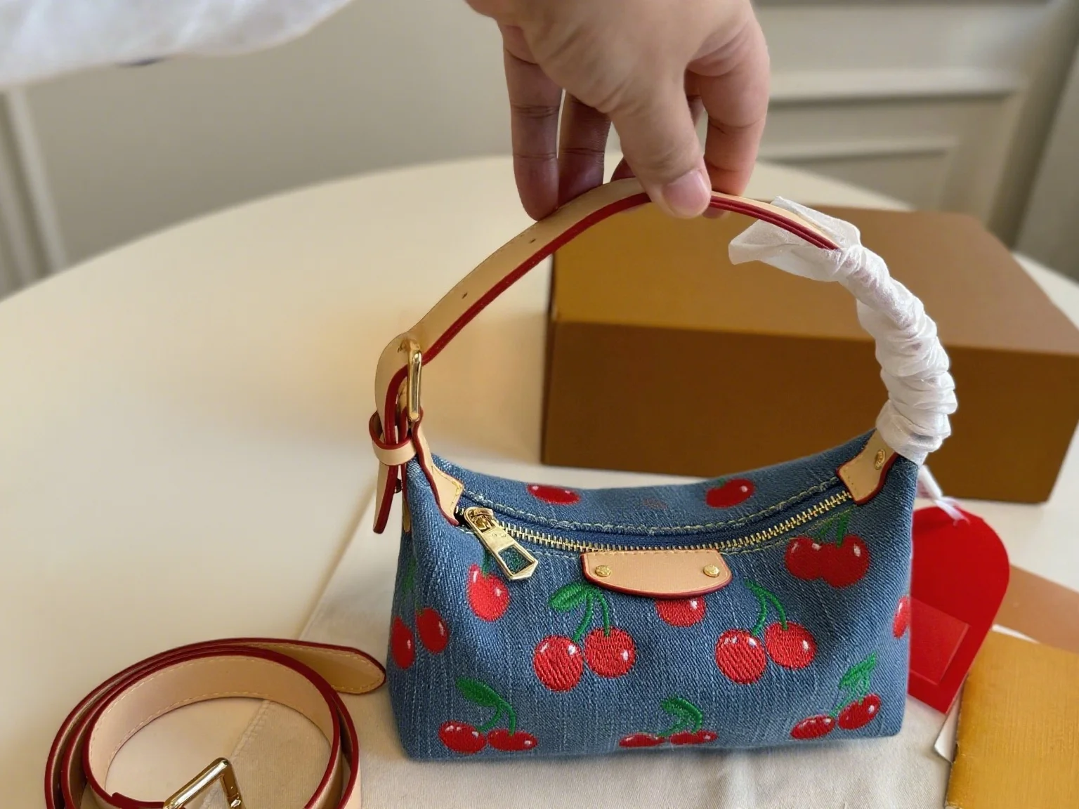 

2025 New and Fashionable Cherry Pillow High-quality and Multifunctional Accessory Handheld Crossbody Printed Bag