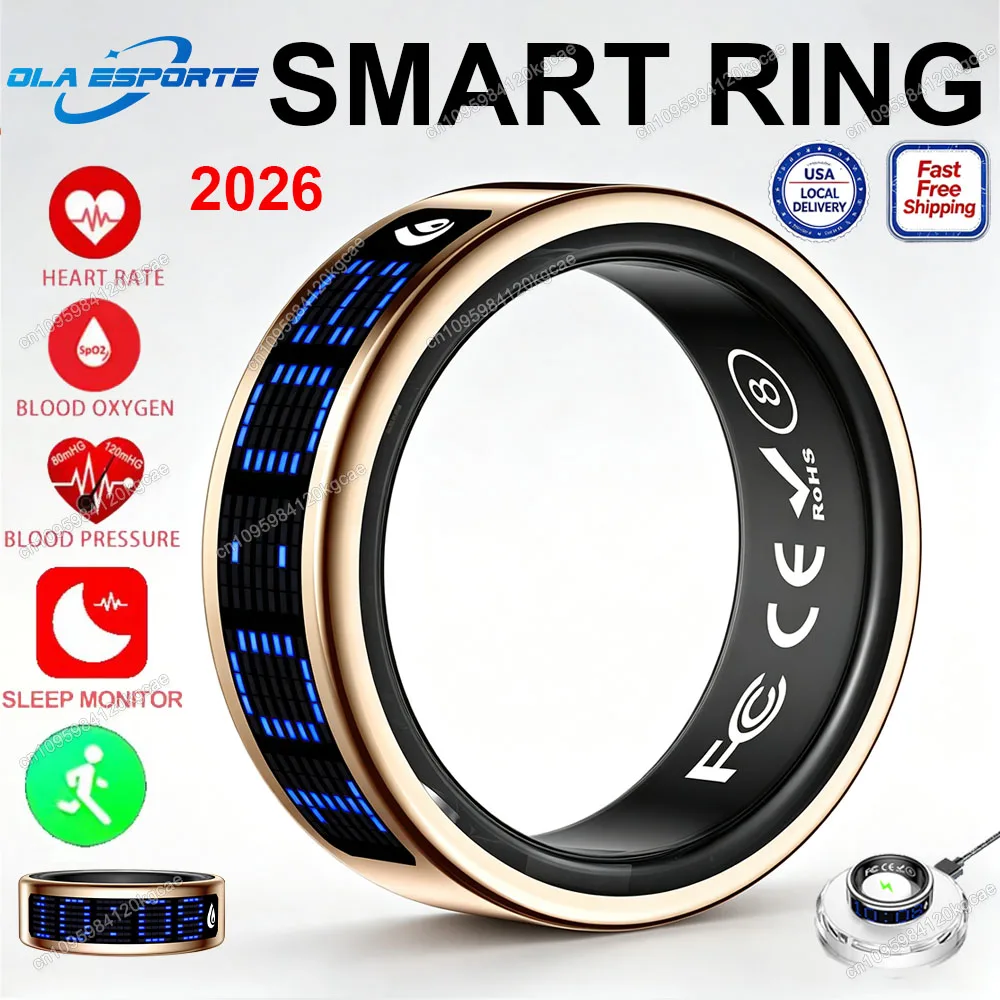 2026 Muslims Smart Ring LED Display Screen, Zikr Tasbih Counter Ring, Incoming Call Reminder, Health Monitoring Ring, IP68 Waterproof, Fitness Tracker Ring for Men Women USA Fast Shipping