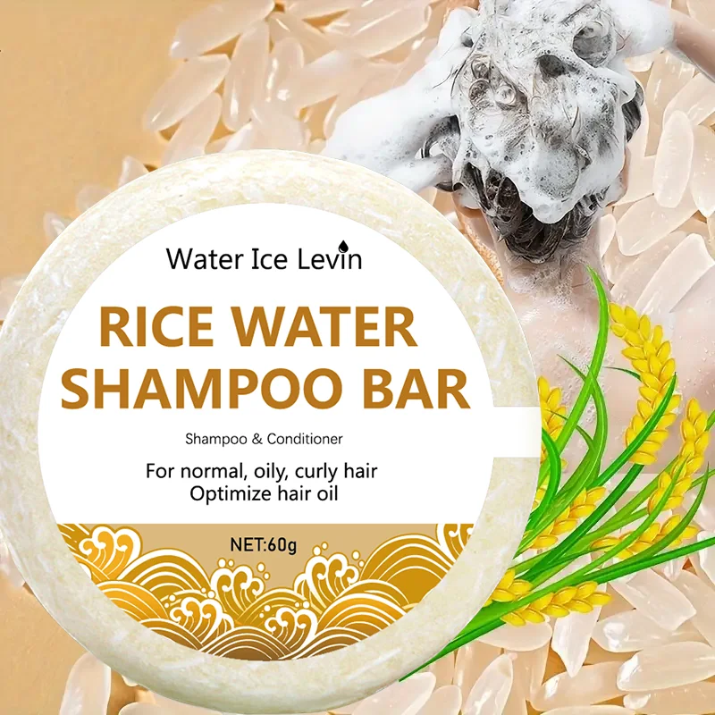 Rice Water Shampoo Bar Shampoo & Conditioner 2‑in‑1 Deep Cleansing Control Hair Oil Solid Shampoo Bar for Oily Normal Curly Hair