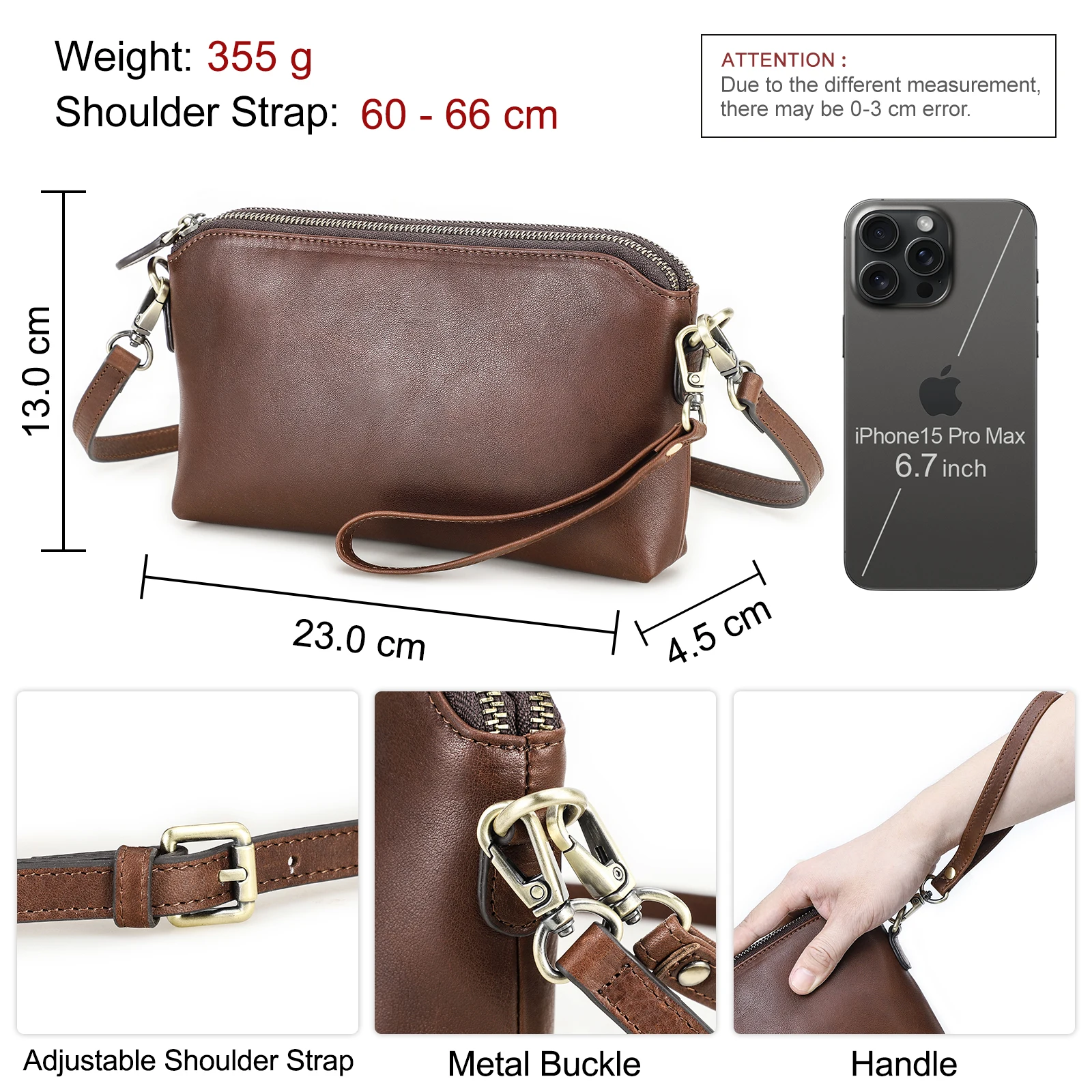 CONTACT\'S Genuine Leather Sling Shoulder Bags for Women Brand Fashion Female Bags Handbags Clutch Bags Phone Pockets Wallets