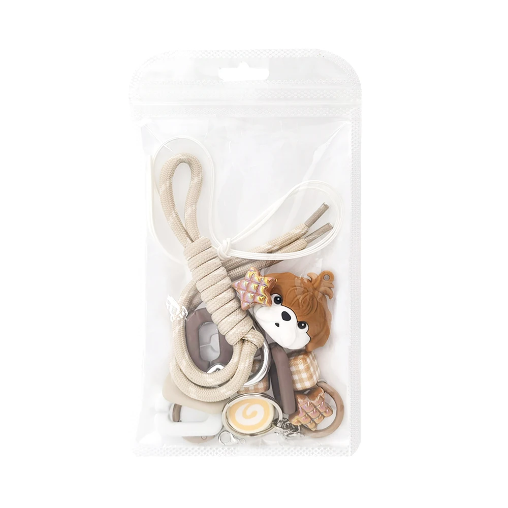 DIY Cute Bag Charm Keychains Keyring Mobile Phone Hanging Chain Bead Strap Bracelet Gift Accessories Kit