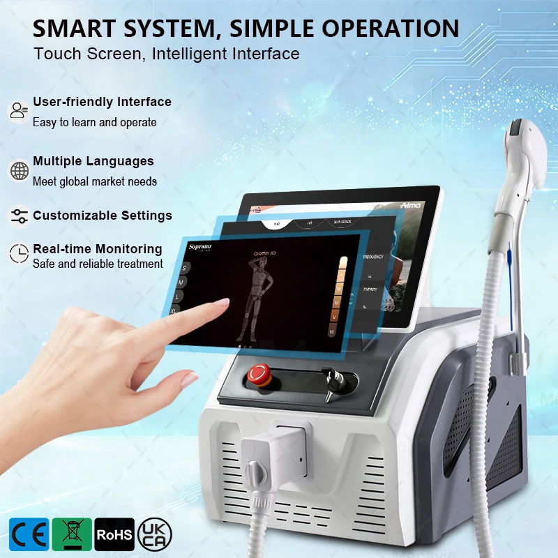 Professional Soprano Diode Laser Hair Removal Machine, 5‑Wave 755/808/830/940/1064nm 5000W High Power Permanent Hair Removal view 2
