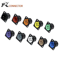 10pcs 3Pin XLR Male Panel Mount Chassis Socket Audio Microphone Jack Plug Adapter Connector Zinc Alloy Shell Copper Contact