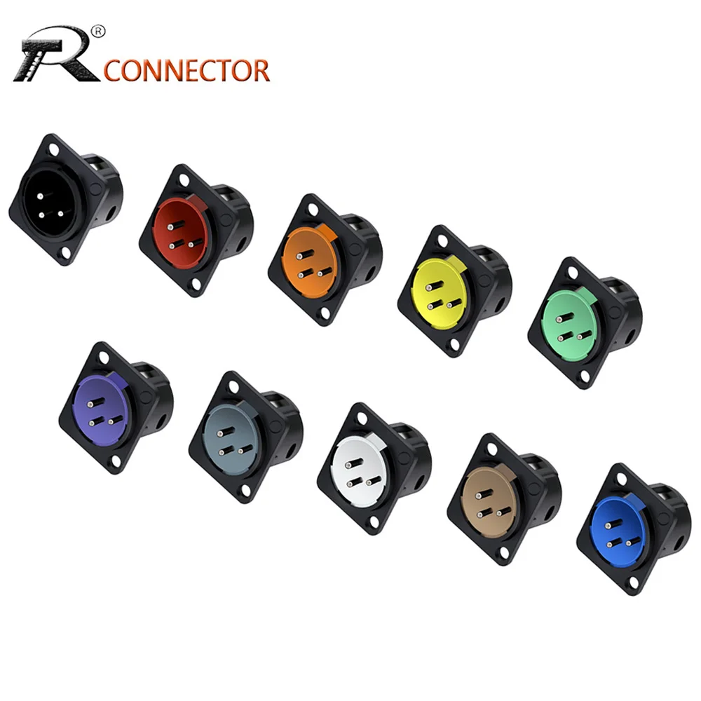 10 sztuk 3Pin XLR męski Panel do montażu na obudowie gniazdo audio mikrofon Jack wtyczka adaptera złącze obudowa ze stopu cynku styk miedziany