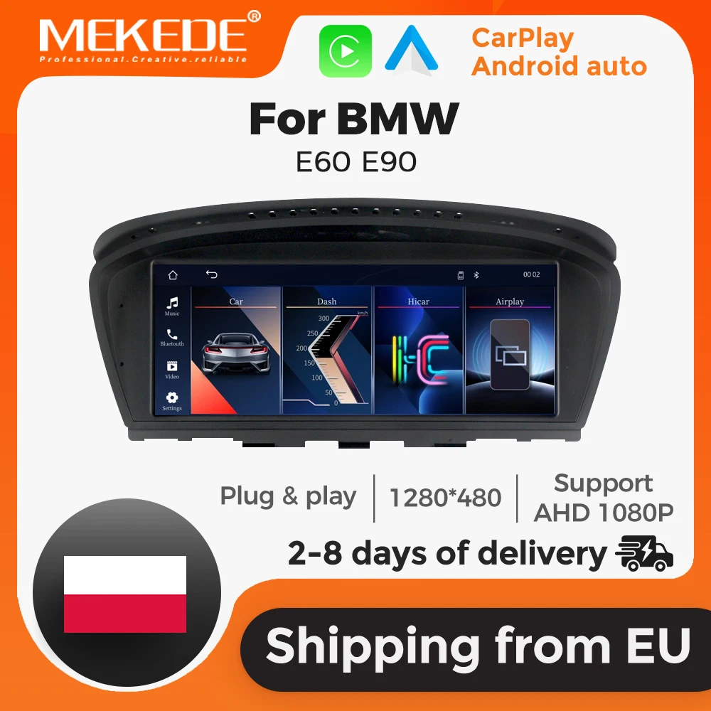 MEKEDE 8,8 Zoll HD-Touchscreen Carplay Navigation für BMW 3er/5er Serie E60 E61 E63 E64 E90 E91 E92 E93 CCC CIC System Kabelloses CarPlay Android Auto Autoradio-System Plug-and-Play WiFi GPS BT Phone