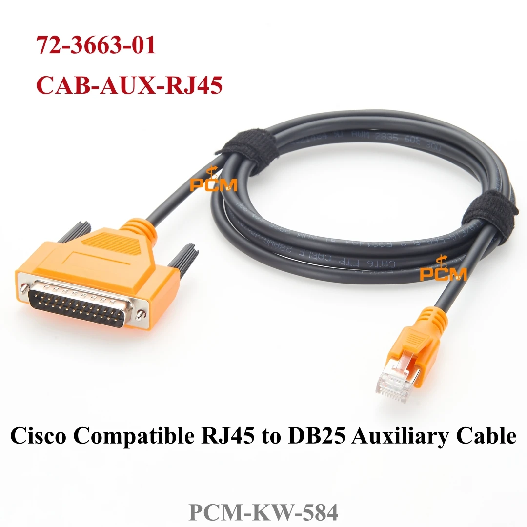 Cisco Compatible Auxiliary Serial Networking Cable AUX Port RJ45 Male to DB25 Male CAB-AUX-RJ45 72-3663-01 for Router Switch