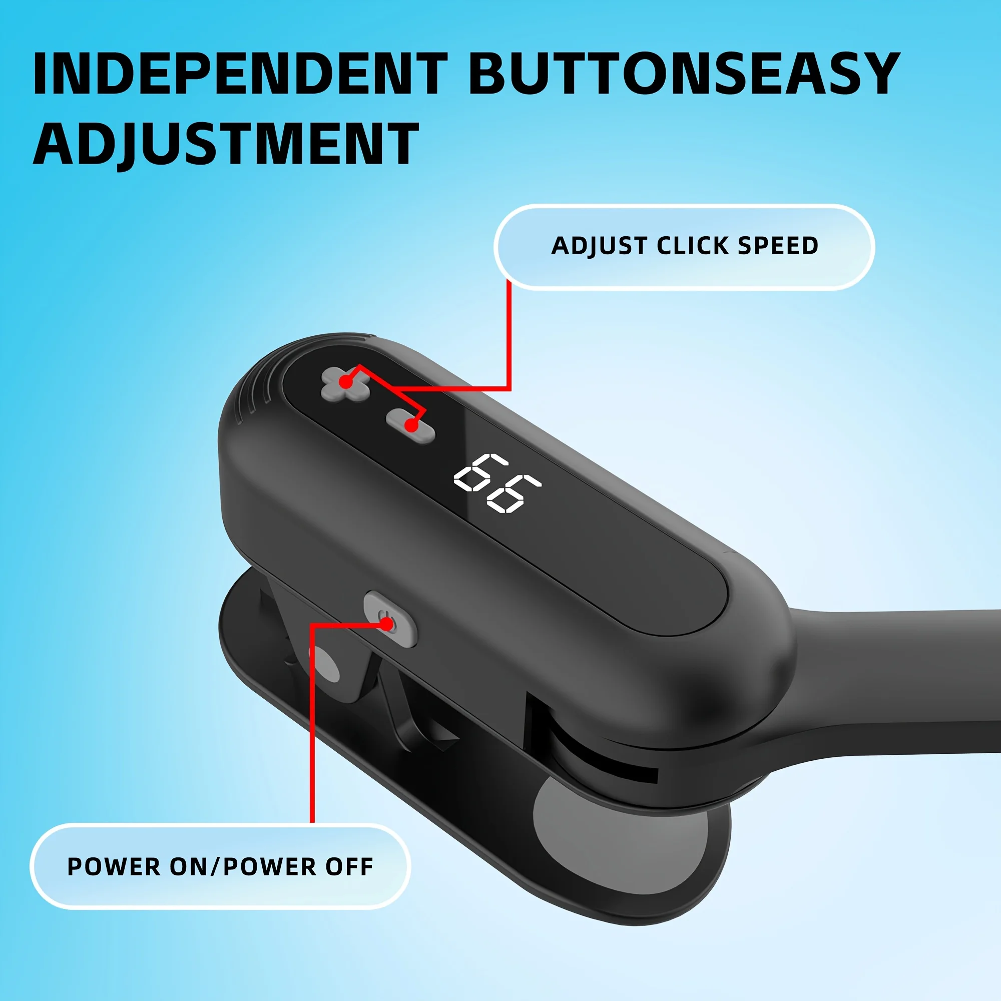 Universal Screen Auto Clicker Clip-On Tapping Device with Digital Display Adjustable Speeds Simulated Finger Touch for Smartphones Tablets Live Stream Games Fast Clicking