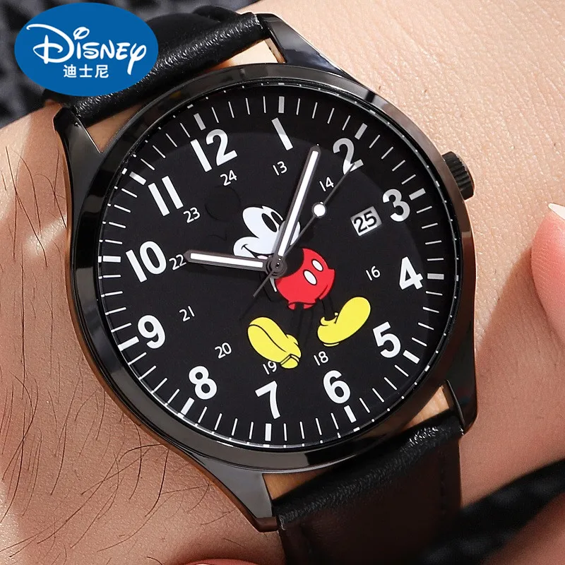 Disney-Reloj de pulsera oficial para niños y niñas, cronógrafo de cuarzo japonés con esfera de dibujos animados, fecha, calendario, manos luminosas,