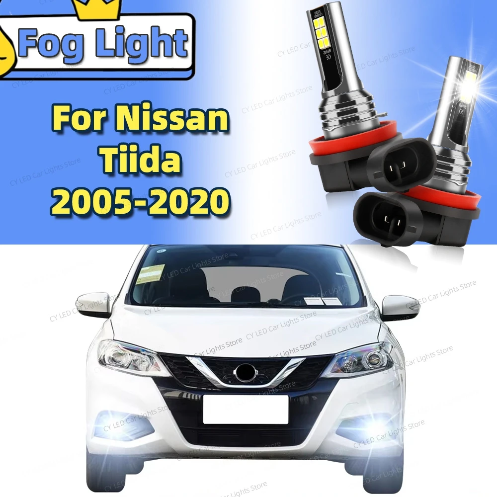 

2Pcs LED Front Fog Light Lamp Casnbus 6000K Car Bulbs For Nissan Tiida 2005 2006 2007 2008 2009 - 2015 2016 2017 2018 2019 2020