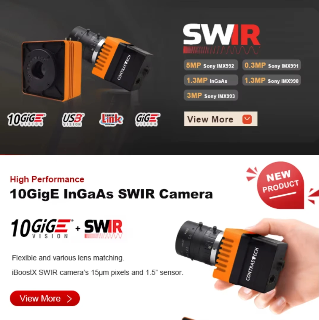 640×512 SWIR InGaAs Global Shutter USB3.0 High-Speed Camera 1000–2200nm Extended SWIR for Material Inspection & Scientific Imag