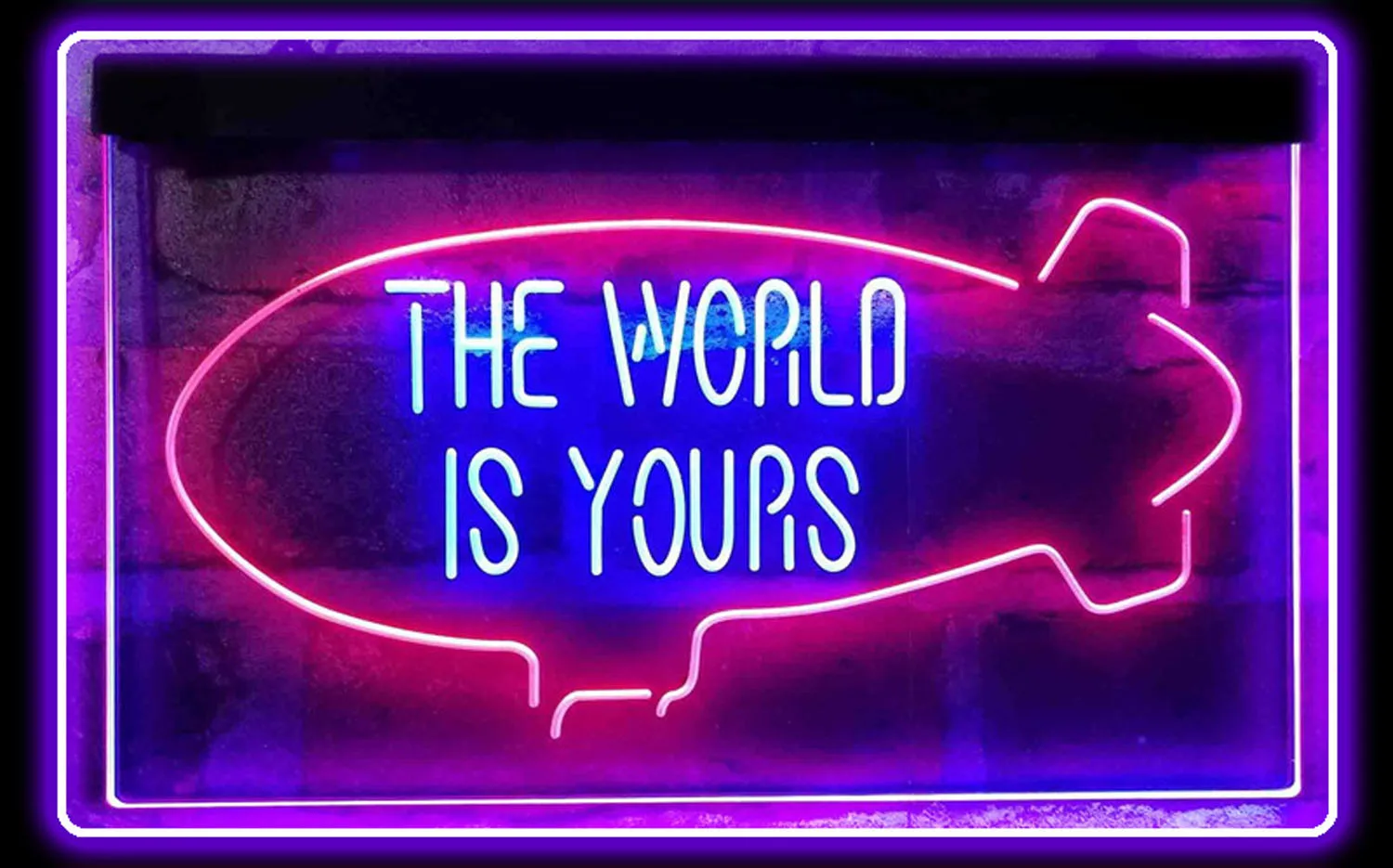 

The World Is Yours Dual Color LED Neon Sign The World is Yours Blimp Room LED Neon Light Sign Rocket Neon Light Blimp Room Neon