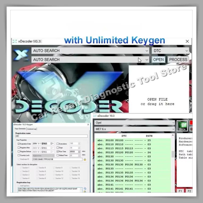 2024 HOT! XDecoder 10.3 with Unlimited Keygen DTC Remover DTC OFF Delete Software Disable Error off DTC Remover for many Laptops