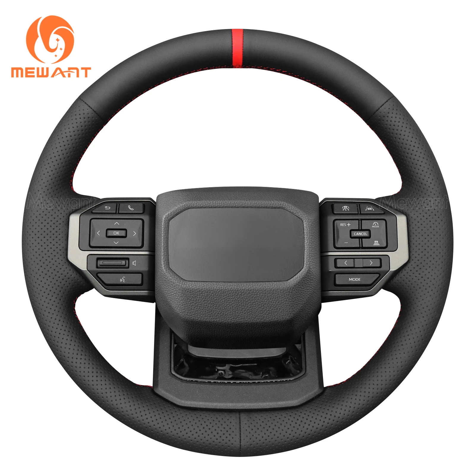 Mewant Black Real Genuine Leather Car Steering Wheel Cover for Toyota Land Cruiser 2024