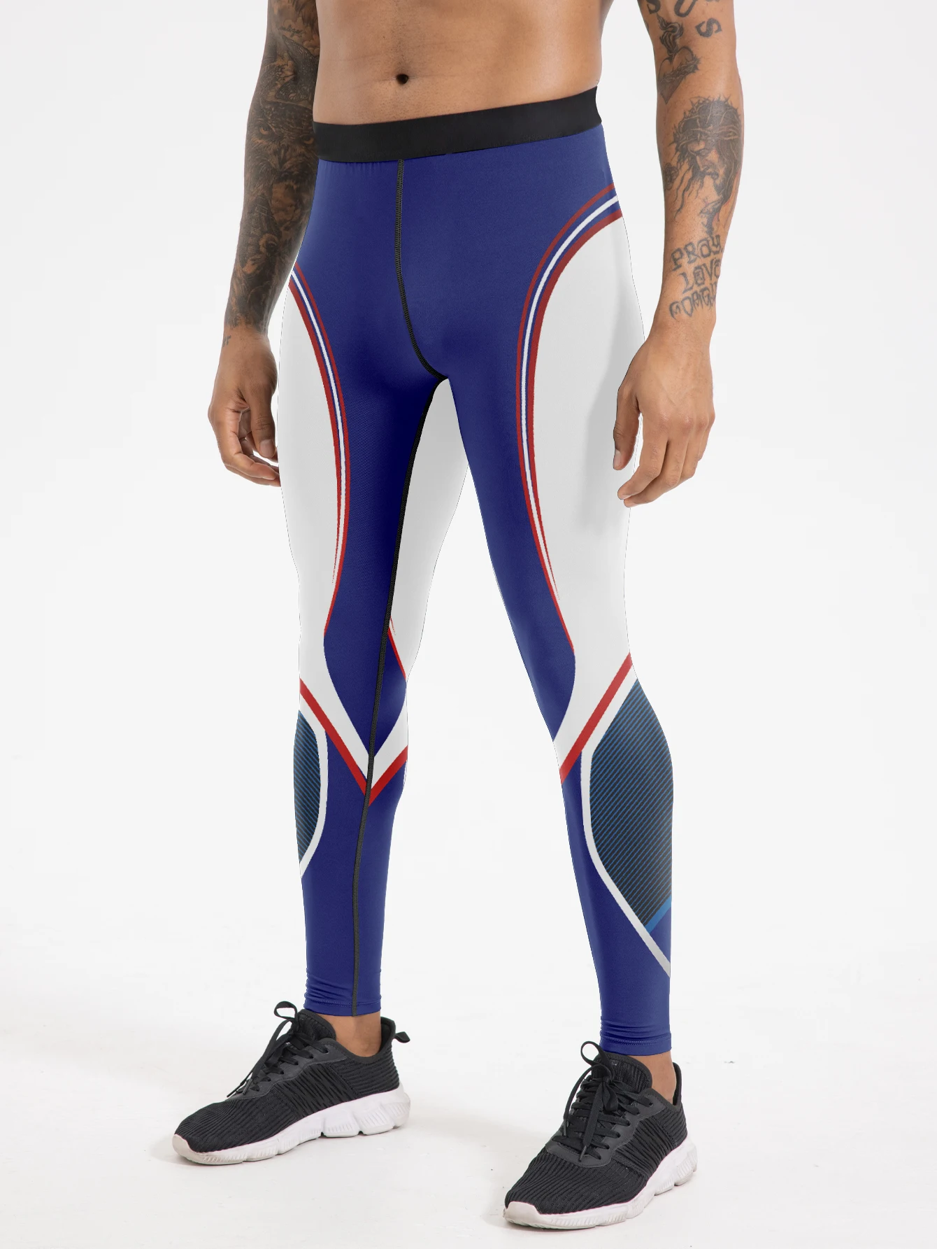 

Men's printed sports running fitness tight compression pants, elastic, breathable, quick drying shaping pants