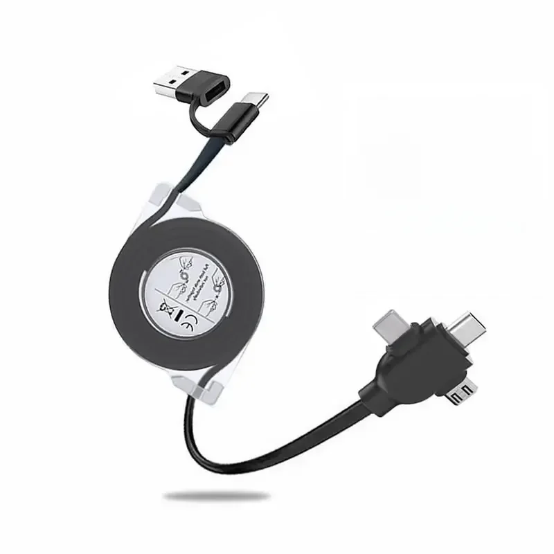 Kabel do ładowania notebooka 6 w 1 Wysuwana ładowarka Kabel do transmisji danych PD 60 W Szybkie ładowanie iPhone Samsung MacBook Type-C/Micro USB — zdjęcie 2
