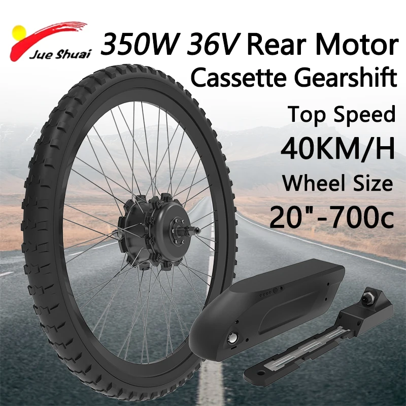 36V 10.4Ah Battery Capacity Electric Bike Conversion Kit 40KM/H Top Speed Rear Motor Wheel Kit Disc/V Brake Cassette Gearshift