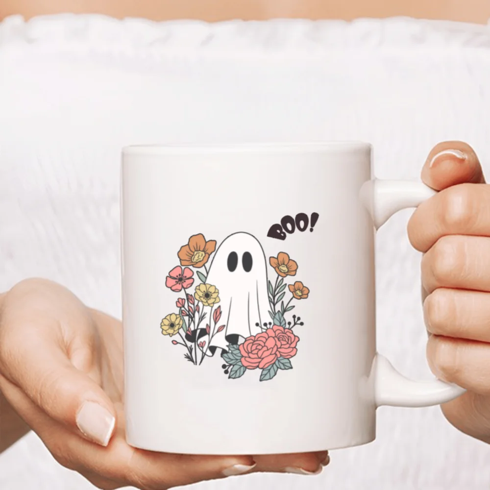 

1pc 3A grade 11oz ghost ceramic water coffee mug for room decoration cute Halloween Birthday Christmas Holiday thanksgiving gift